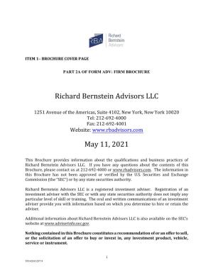 Richard Bernstein Advisors LLC May 11, 2021