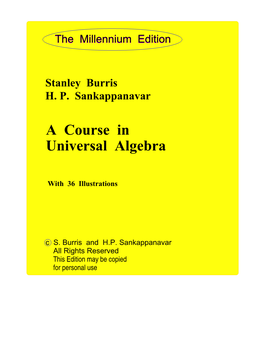 A Course in Universal Algebra