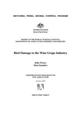 Bird Damage to the Wine Grape Industry