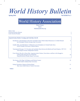 World History Bulletin Spring 2016 Vol XXXII No