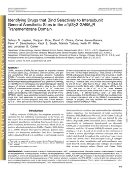 Identifying Drugs That Bind Selectively to Intersubunit General Anesthetic Sites in the Α1β3γ2 GABAAR Transmembrane Domain