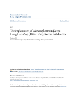 The Implantation of Western Theatre in Korea