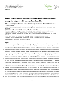 Future Water Temperature of Rivers in Switzerland Under Climate Change Investigated with Physics-Based Models