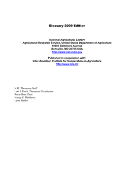 Glossary 2009 Edition