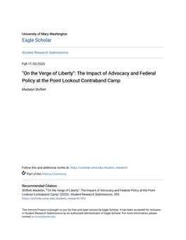 On the Verge of Liberty": the Impact of Advocacy and Federal Policy at the Point Lookout Contraband Camp