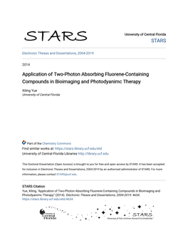 Application of Two-Photon Absorbing Fluorene-Containing Compounds in Bioimaging and Photodyanimc Therapy