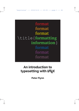 Format Format Format \Title{Formatting Information} Format Format Format