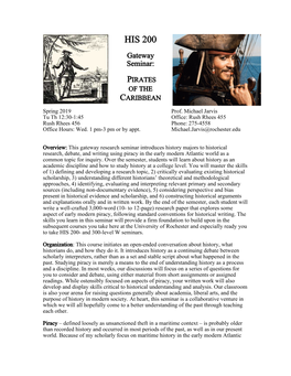 Piracy in the Early Modern Atlantic World As a Common Topic for Inquiry