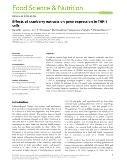 Effects of Cranberry Extracts on Gene Expression in THP&#X2010
