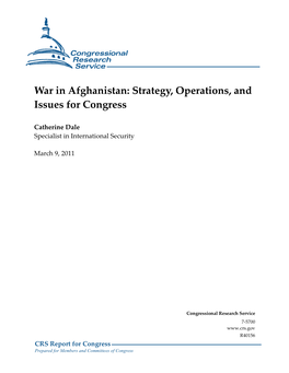 War in Afghanistan: Strategy, Operations, and Issues for Congress