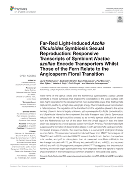 Far-Red Light-Induced Azolla Filiculoides Symbiosis Sexual