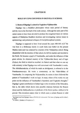 Chapter Iii Role of Consciousness in Dignaga's