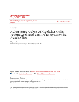 A Quantitative Analysis of Hugelkultur and Its Potential Application on Karst Rocky Desertified Areas in China