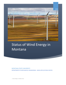 Status of Wind Energy in Montana