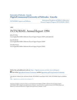 INTSORMIL Annual Report 1994 John M