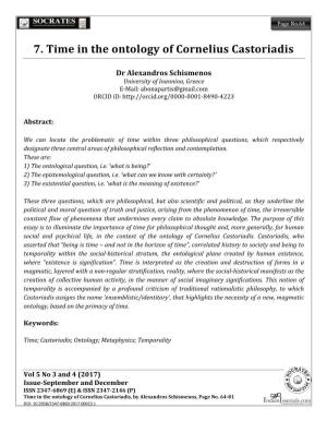 7. Time in the Ontology of Cornelius Castoriadis