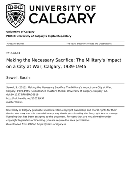 The Military's Impact on a City at War, Calgary, 1939-1945