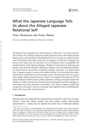 What the Japanese Language Tells Us About the Alleged Japanese Relational Self
