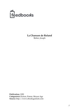 La Chanson De Roland Bédier, Joseph