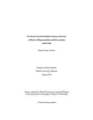 Sex Work in French Mandate Lebanon and Syria: a History of Representations and Interventions (1920-1946)