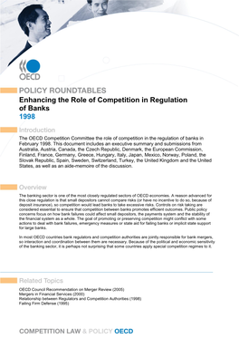 Enhancing the Role of Competition in the Regulation of Banks (1998)