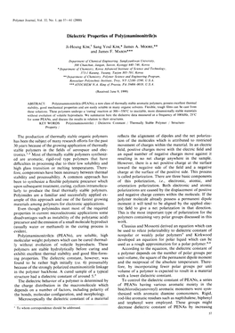 Dielectric Properties of Poly(Enaminonitrile)S