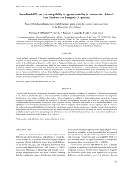 Sex-Related Difference in Susceptibility to Cypress Mortality in Austrocedrus Chilensis from Northwestern Patagonia (Argentina)