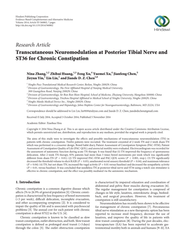 Research Article Transcutaneous Neuromodulation at Posterior Tibial Nerve and ST36 for Chronic Constipation