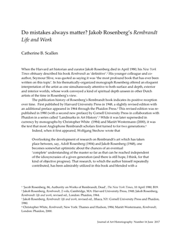 Do Mistakes Always Matter? Jakob Rosenberg's Rembrandt Life and Work