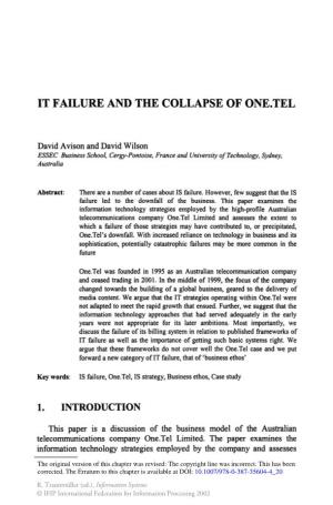 It Failure and the Collapse of One.Tel
