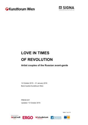 LOVE in TIMES of REVOLUTION Artist Couples Of