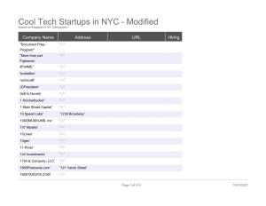 Cool Tech Startups in NYC - Modified Based on Mapped in NY Companies