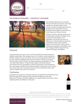 CHATEAU LAULERIE Vineyard Vinification