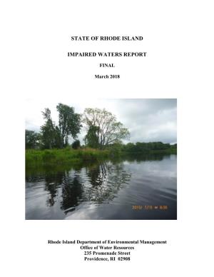 State of Rhode Island Impaired Waters Report, March 2018