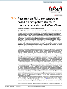 Research on PM2.5 Concentration Based on Dissipative Structure Theory