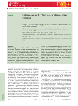 Endocannabinoid System in Neurodegenerative Disorders