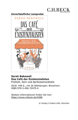 Unverkäufliche Leseprobe Sarah Bakewell Das Café Der