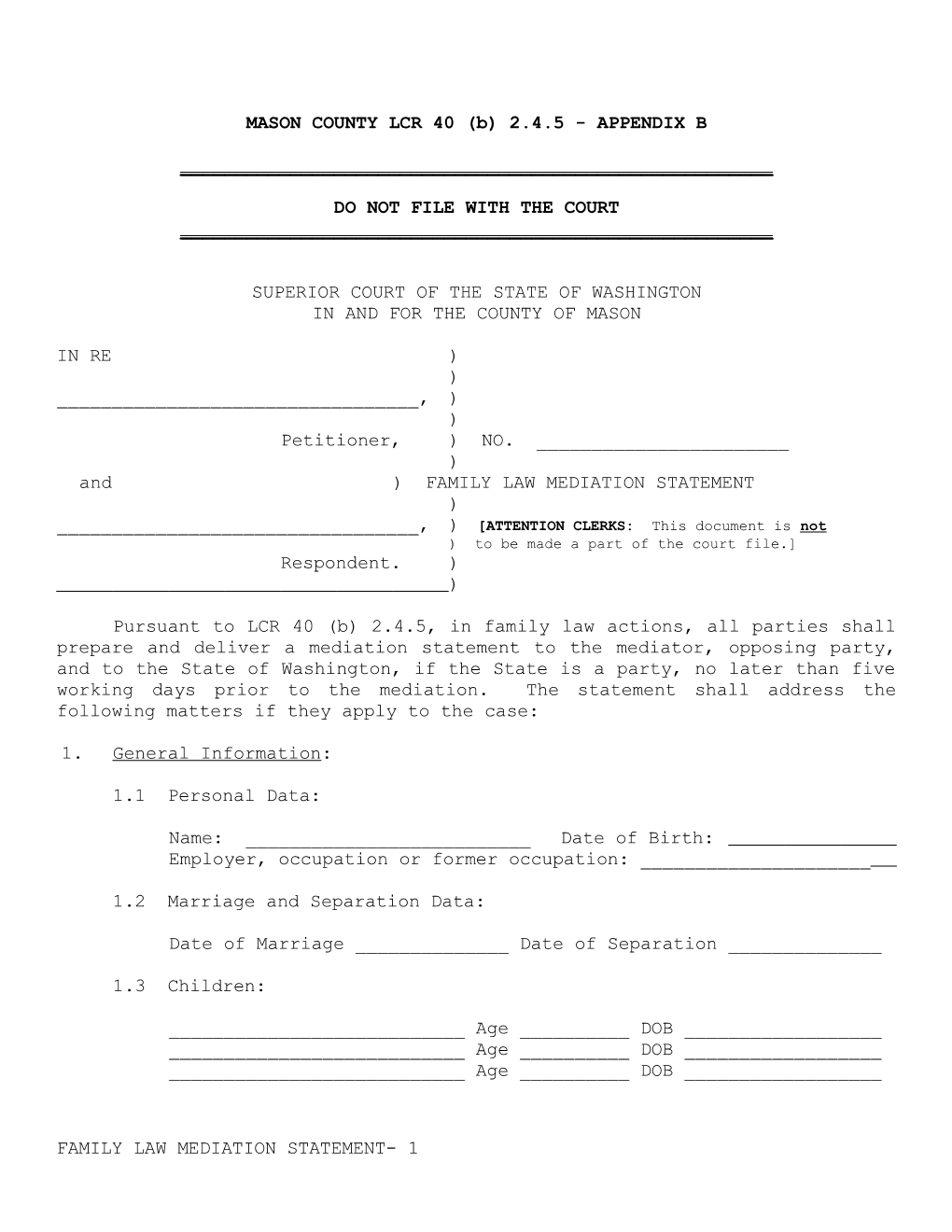 MASON COUNTY LCR 40 (B) 2.4.5 - APPENDIX B