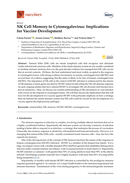 NK Cell Memory to Cytomegalovirus: Implications for Vaccine Development