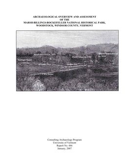 Archaeological Overview and Assessment of the Marsh-Billings-Rockefeller National Historical Park, Woodstock, Windsor County, Vermont