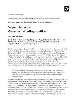 Voyeuristischer Gesellschaftsdiagnostiker