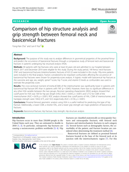 Comparison of Hip Structure Analysis and Grip Strength Between Femoral Neck and Basicervical Fractures Yong-Han Cha1 and Jun-Il Yoo2*