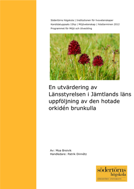 En Utvärdering Av Länsstyrelsen I Jämtlands Läns Uppföljning Av Den Hotade Orkidén Brunkulla