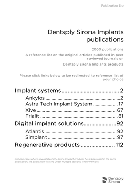 Dentsply Sirona Implants Publications May 2017