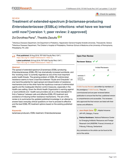 Treatment of Extended-Spectrum Β-Lactamase