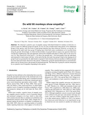 Do Wild Titi Monkeys Show Empathy?
