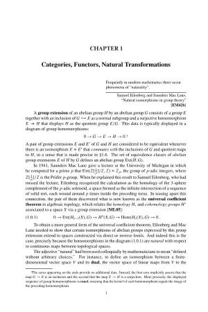 Categories, Functors, Natural Transformations