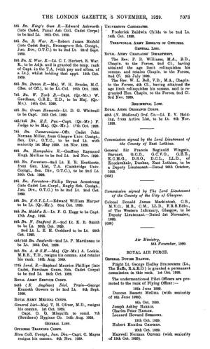 The London Gazette; 3 November, 1929. 7073