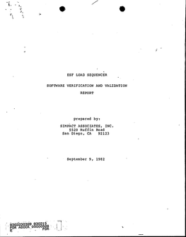 "ESF Load Sequencer Software Verification & Validation Rept."