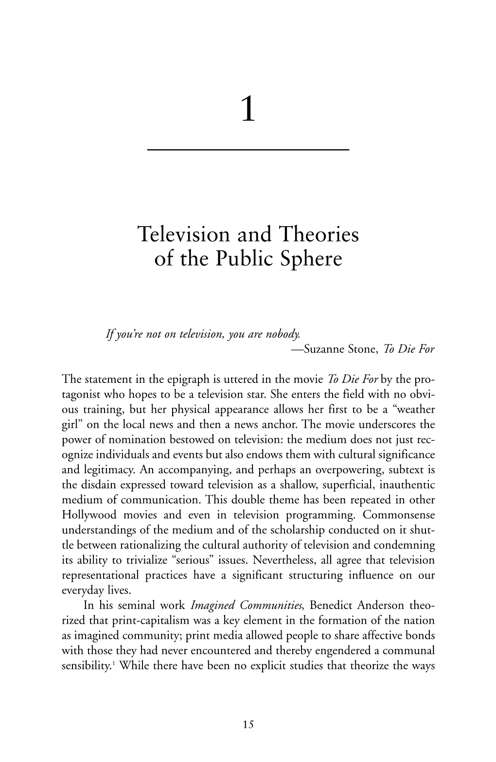 Television and Theories of the Public Sphere